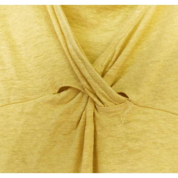 Maeve Anthropologie Horizon Linen open back cap sleeved top Gold Mustard Yellow - Picture 8 of 16